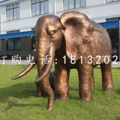 大象銅雕，公園動物雕塑