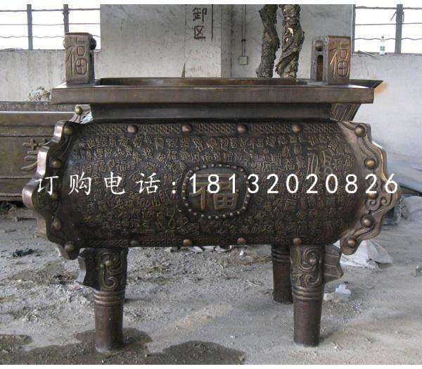 四足鼎銅雕，黃銅鼎雕塑