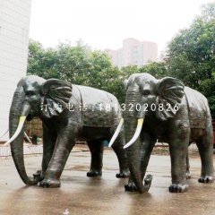 大象雕塑，玻璃鋼仿銅動物雕塑