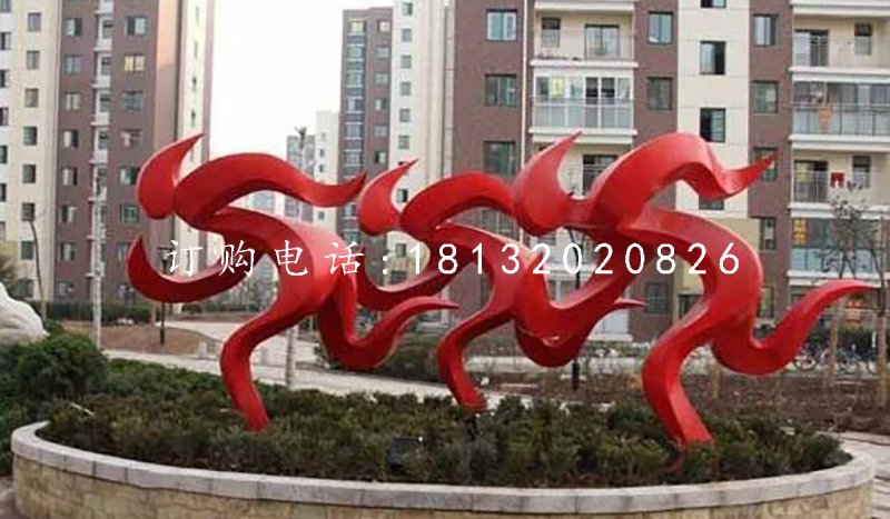 跑步雕塑，不銹鋼抽象人物