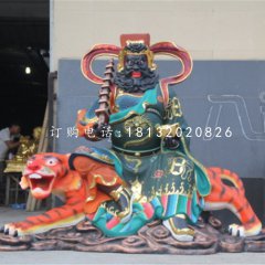 騎虎財神趙公明雕塑，玻璃鋼武財神