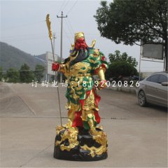 玻璃鋼彩繪關公，拿刀關公刀雕塑