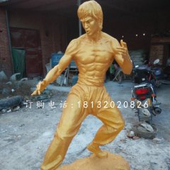 功夫明星李小龍雕塑，玻璃鋼人物