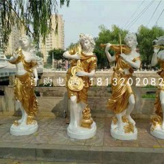 吹拉彈唱雕塑，玻璃鋼西方美女雕塑
