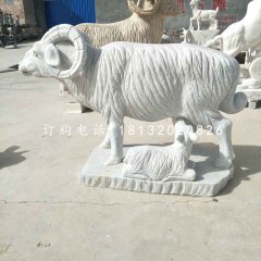 羊羔跪乳石雕，漢白玉動物雕塑