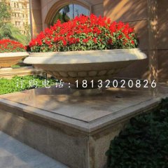 石雕花缽，小區花盆石雕