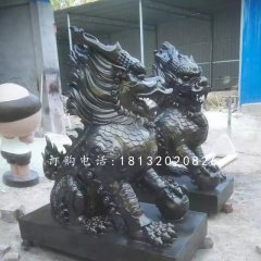 麒麟雕塑，玻璃鋼仿銅神獸
