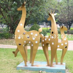 抽象梅花鹿，不銹鋼動物雕塑