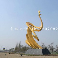 抽象孔雀雕塑，不銹鋼景觀雕塑