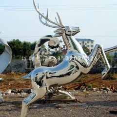 不銹鋼馴鹿雕塑，廣場動物雕塑