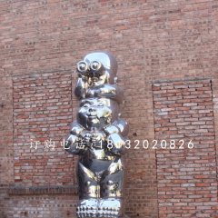 不銹鋼小孩雕塑，小品雕塑