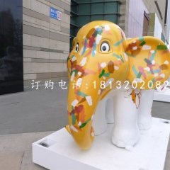 卡通動物擺件，玻璃鋼彩繪小象