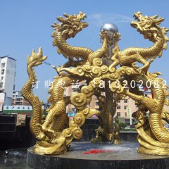 龍戲珠雕塑，銅龍雕塑