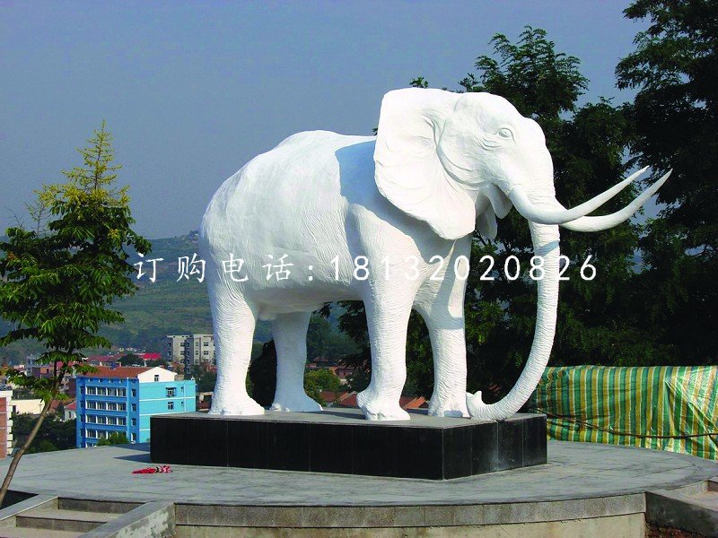 白色大象雕塑，玻璃鋼動物