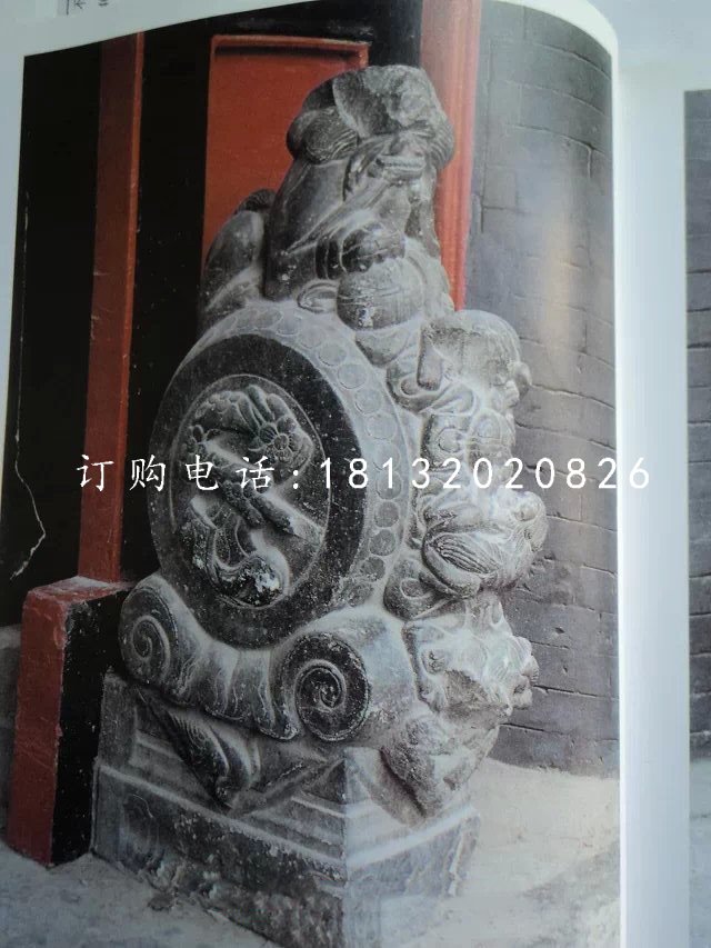 抱鼓石，青石仿古雕塑