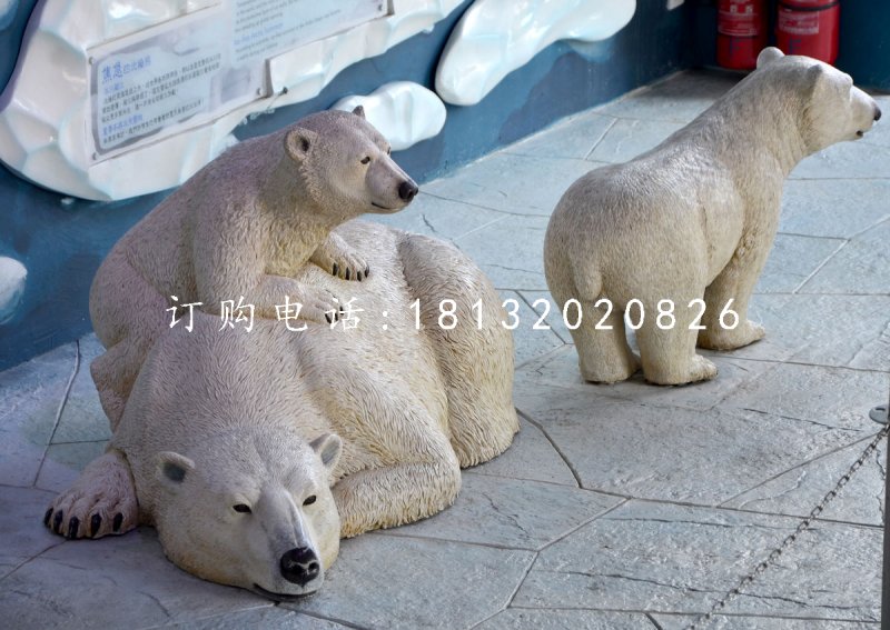 北極熊雕塑，玻璃鋼動物雕塑