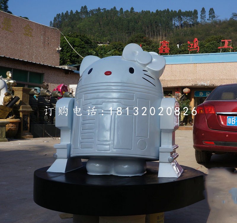 玻璃鋼機器凱蒂貓雕塑，卡通雕塑 
