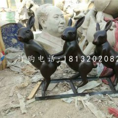 玻璃鋼烤漆動物，小兔子雕塑