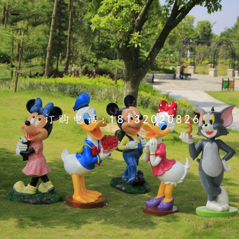 米老鼠唐老鴨雕塑，公園卡通擺件
