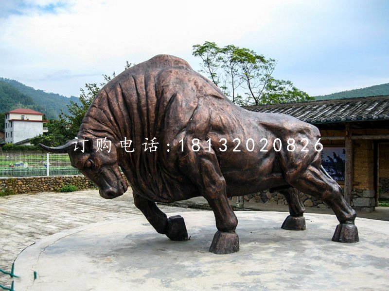 銅雕開荒牛，動物銅雕