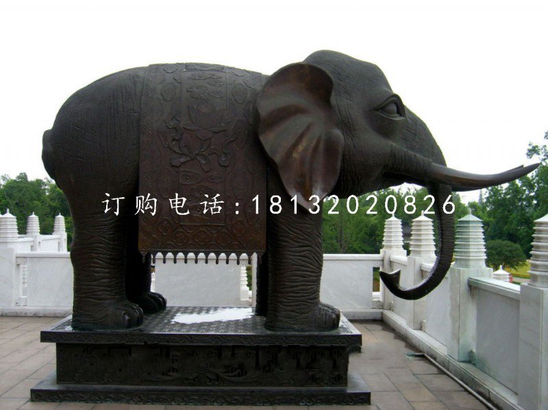 銅雕大象，寺廟銅大象雕塑