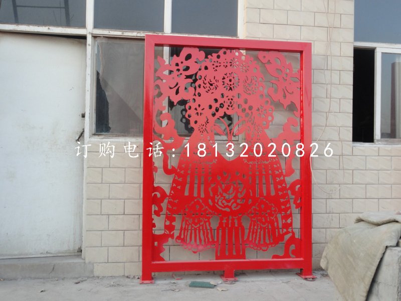 戲曲臉譜雕塑，不銹鋼剪紙雕塑