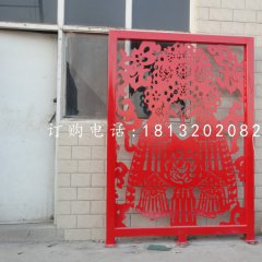 戲曲臉譜雕塑，不銹鋼剪紙雕塑