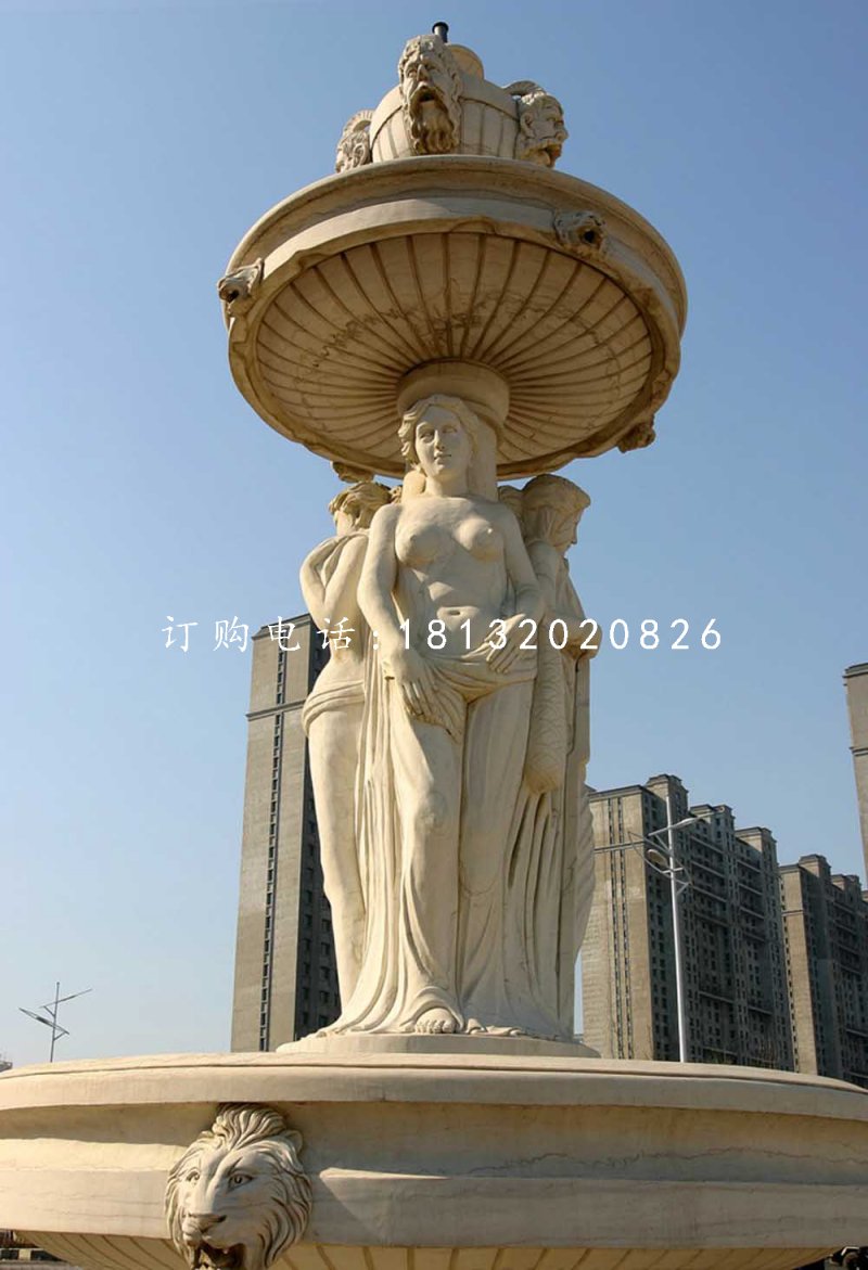 西方人物石噴泉，廣場景觀石雕