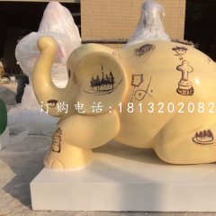 小象雕塑，玻璃鋼彩繪