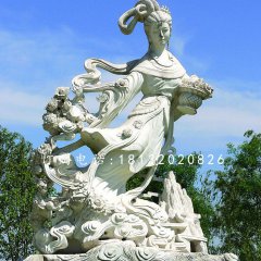 天女散花石雕，公園仙女雕塑