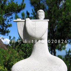 吹笛子雕塑，抽象古代美女雕塑