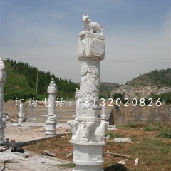 十二生肖柱石雕，漢白玉柱子