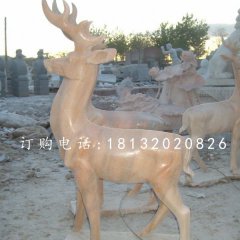 晚霞紅小鹿，動物石雕