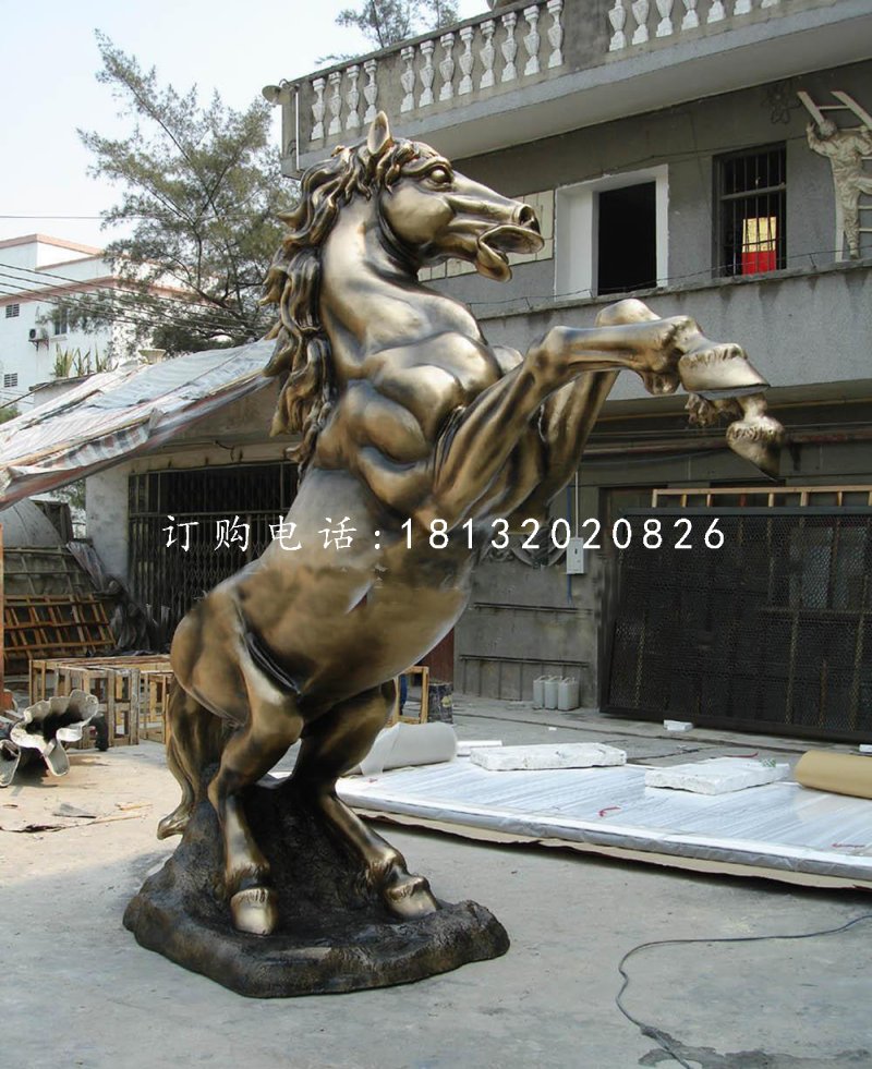 玻璃鋼仿銅立馬，廣場動物雕塑