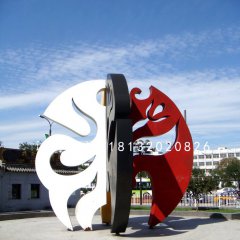 抽象臉譜雕塑，廣場不銹鋼雕塑