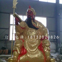 玻璃鋼紅臉關公雕塑，關二爺雕塑