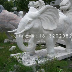 大理石大象，公園動物石雕