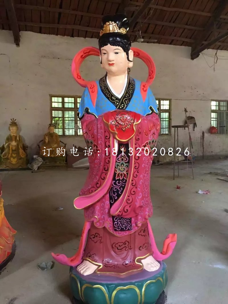 龍女雕塑，玻璃鋼彩繪龍女