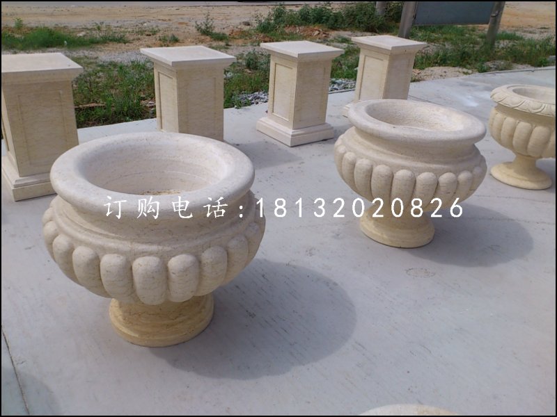 花缽石雕，小型石花盆