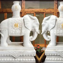 漢白玉大象，吉祥大象石雕