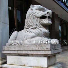 西洋獅石雕，銀行門口石獅子