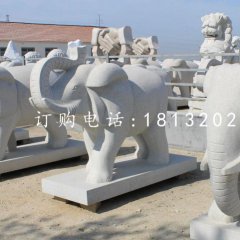 大象石雕，大理石動物