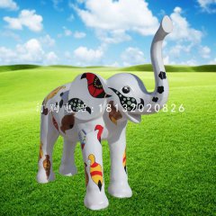 玻璃鋼彩繪小象，玻璃鋼動物雕塑