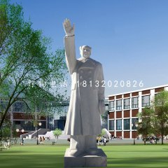 漢白玉揮手的毛主席，偉人石雕
