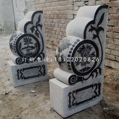 青石仿古門墩石雕，門口抱鼓石