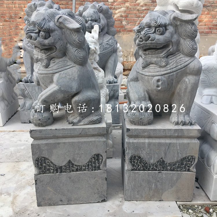 青石仿古石獅子，看門石桌石雕