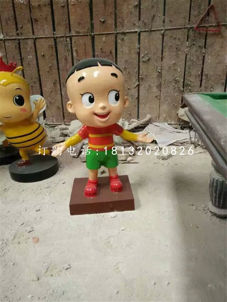 大頭兒子雕塑，玻璃鋼卡通人物