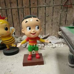 大頭兒子雕塑，玻璃鋼卡通人物