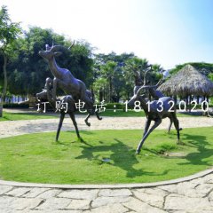 羚羊銅雕，公園動物銅雕