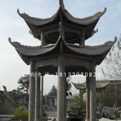 六角涼亭，青石涼亭雕塑